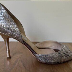 Jimmy Choo Champagne Silver Glitter D'Orsay Heels